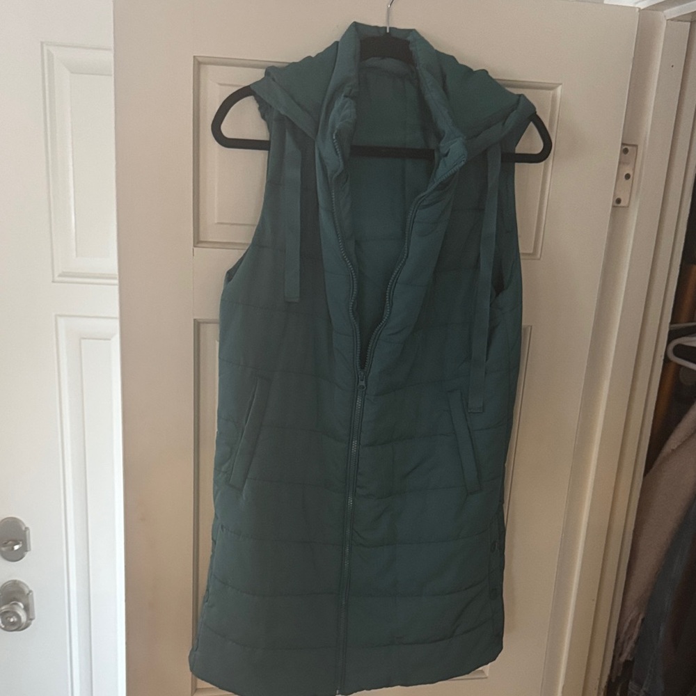 Sleeveless Hooded Puffer Vest - Teal